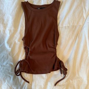 Zara brown adjustable side cut out tank top